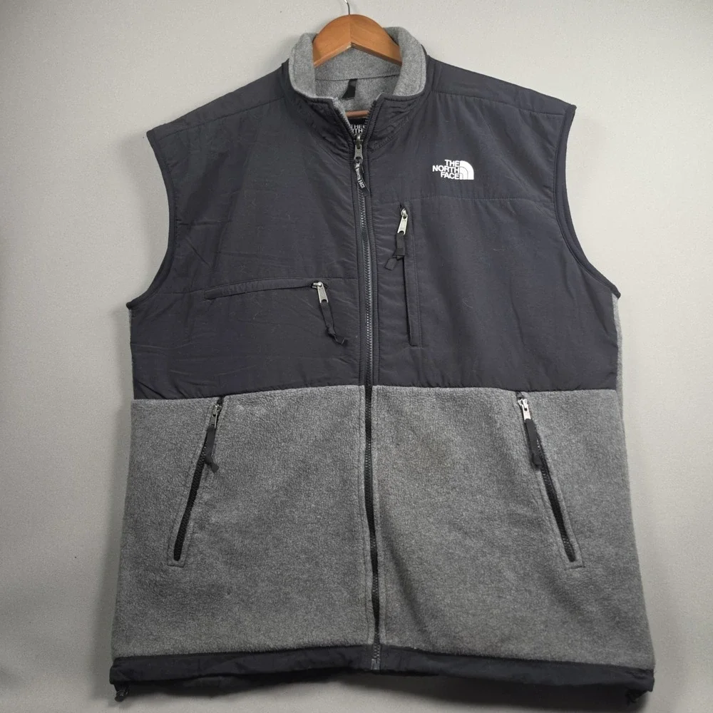 The North Face Mens XL Denali Full Zip Polartec Fleece Vest Charcoal Grey Black